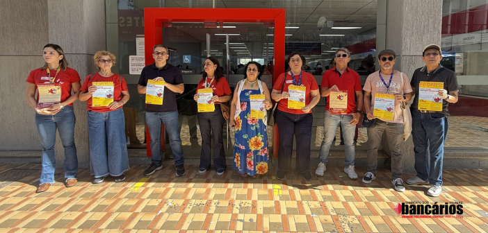 CN 2026: Em Belém, bancários e bancárias do Pará integram Dia Nacional de Mobilização por Emprego, denunciam desmonte e cobram segurança e atendimento digno